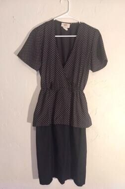 Vintage 80s Peplum Secretary Dress Size 3/4